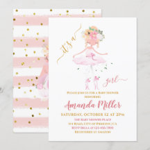 Sweet Ballet Girl Illustration Baby Shower