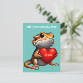 Sweet Bartded Dragon Green Valentine Postkarte