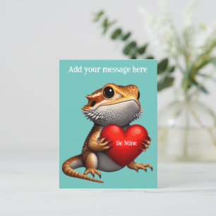 Sweet Bartded Dragon Green Valentine Postkarte
