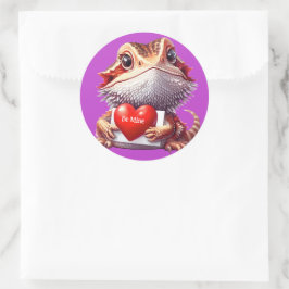 Sweet Bartded Dragon Lila Valentine Runder Aufkleber