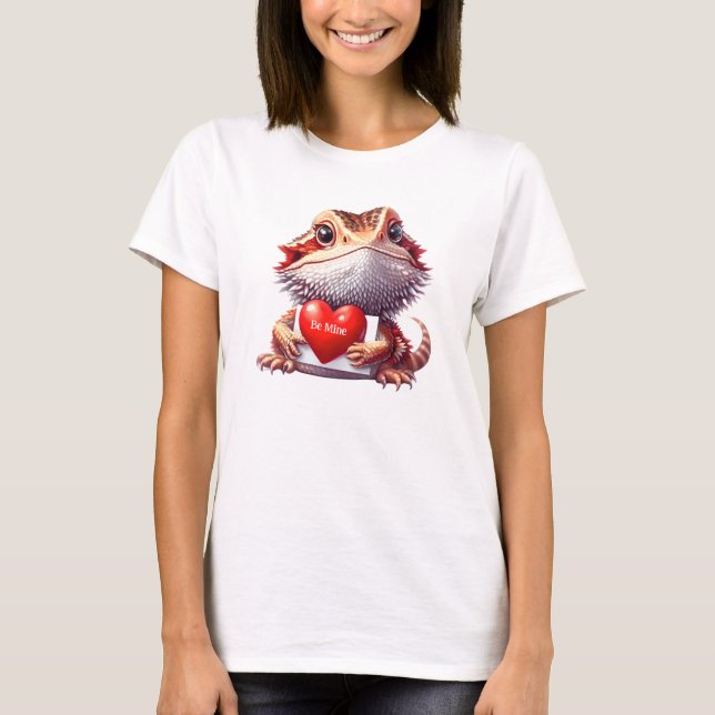 Sweet Barted Dragon Be Mine Valentine T-Shirt (Vorderseite)