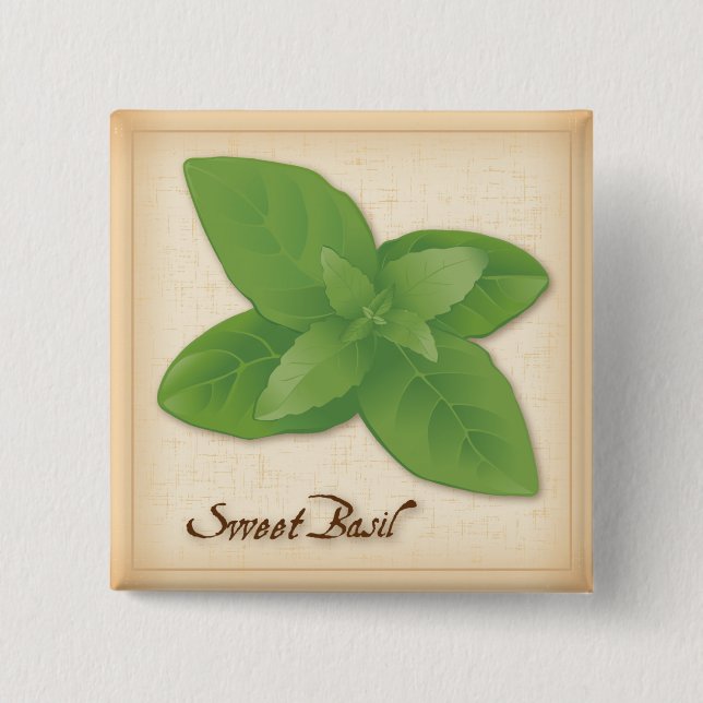 Sweet Basil Herb Button (Vorderseite)