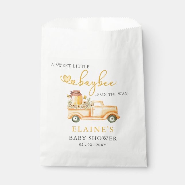 Sweet Baybee ist auf dem Weg Honeybee Baby Shower Geschenktütchen (Vorderseite)