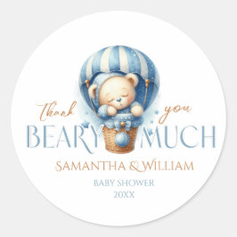Sweet Bear Blue Balloon Baby Runder Aufkleber