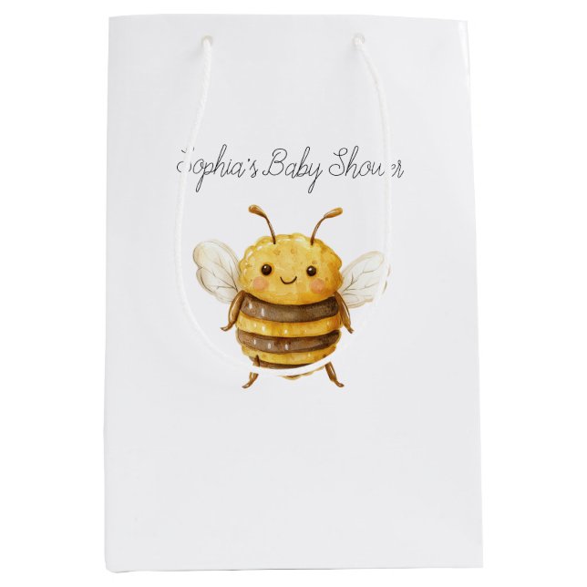 Sweet Bee Baby Shower Mittlere Geschenktüte (Vorderseite)