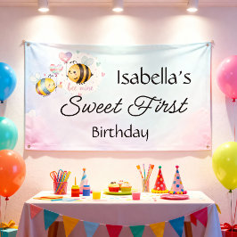 Sweet Bee First Birthday Personalized Banner