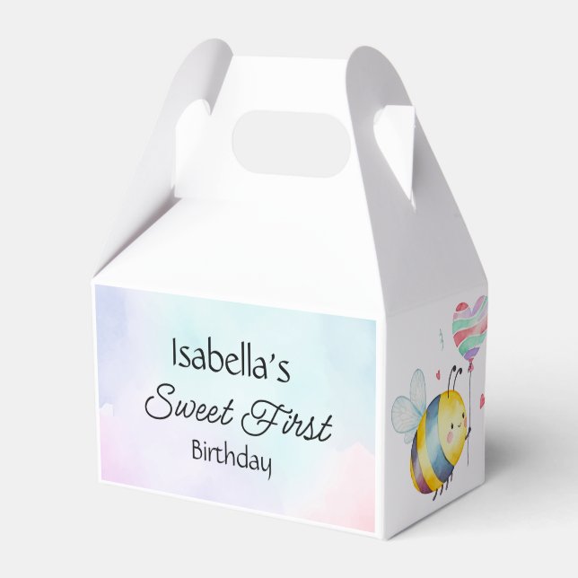 Sweet Bee First Birthday Personalized  Geschenkschachtel (Vorderseite)