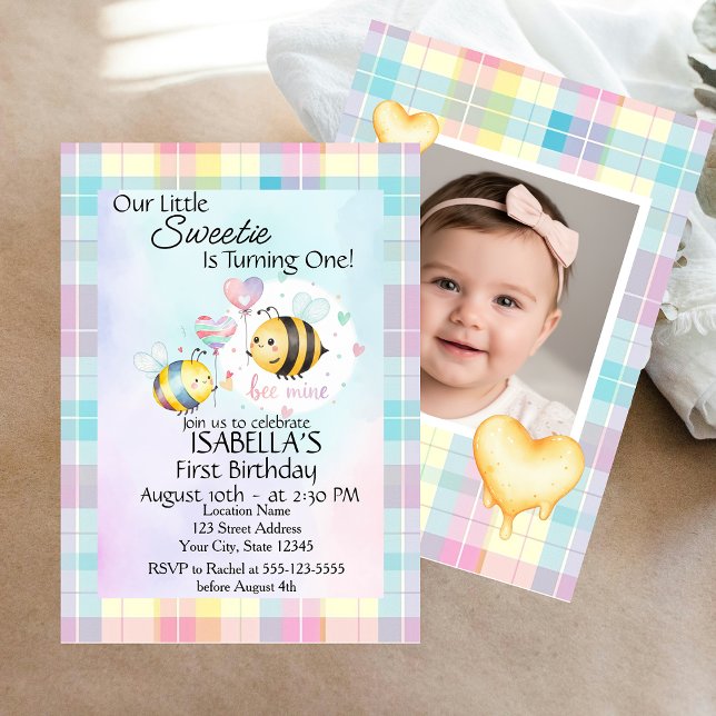 Sweet Bee First Birthday Personalized Invite (Von Creator hochgeladen)