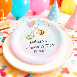 Sweet Bee First Birthday Personalized Pappteller