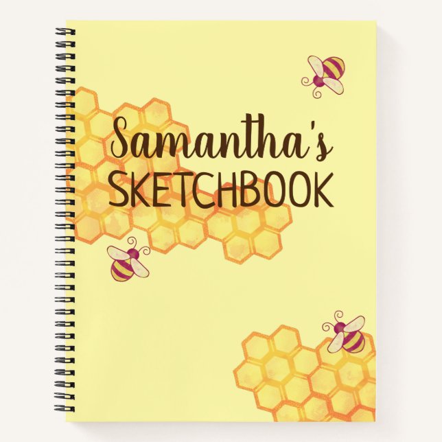 Sweet Bee Honeycomb Custom Sketchbook Notizbuch (Vorderseite)