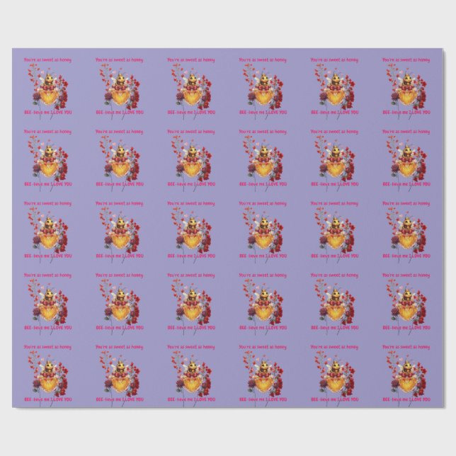 Sweet BEE mine-BEE lieve me i love you Geschenkpapier (Flach)