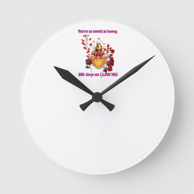 Sweet BEE mine-BEE lieve me i love you Runde Wanduhr (Vorderseite)
