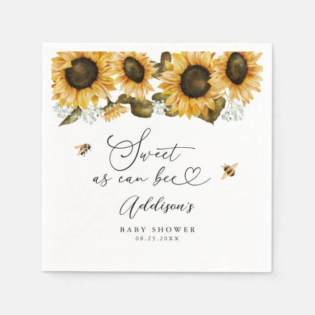 Sweet Bee Sunflowers Kinderdusche Serviette (Vorderseite)