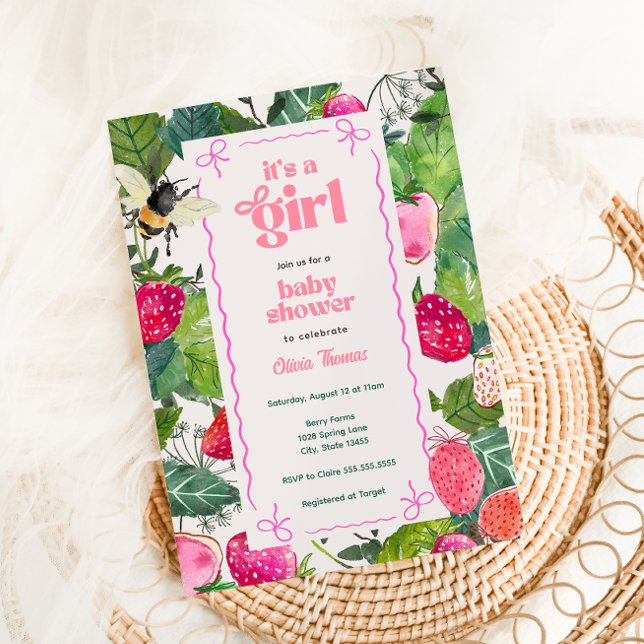 Sweet Berry Baby Girl Strawberry Douche Invitation (Créateur téléchargé)