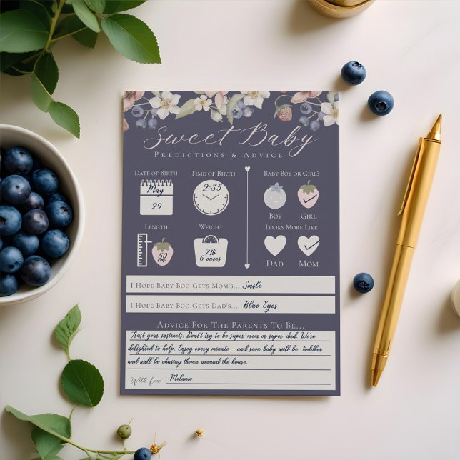 Sweet Berry Baby Predictions & Advice Game Card Einladung (Sweet Berry Baby Predictions & Advice Game Card)