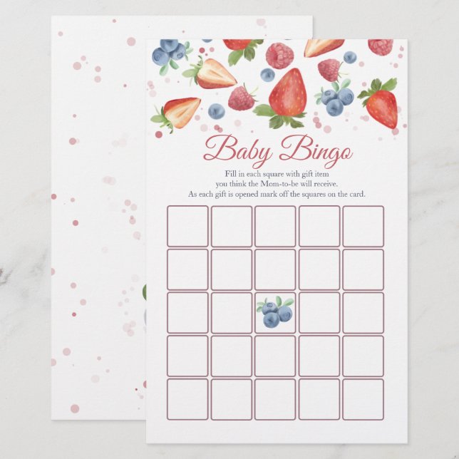 Sweet Berry Baby Shower Bingo Game (Vorne/Hinten)