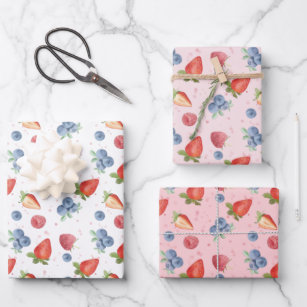 Sweet Berry Birthday Wrapping Paper Sheets Geschenkpapier Set