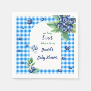 Sweet Berry Green Blätter Blue Theme Baby Showdusc Serviette