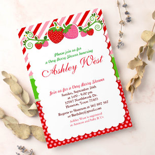 Sweet Berry Strawberry Baby Shower Einladung