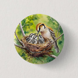 Sweet bird nest painting button