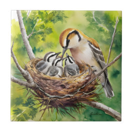 Sweet bird nest painting fliese