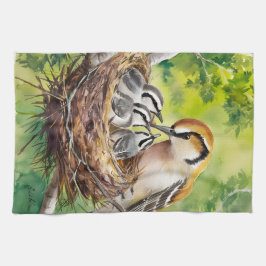 Sweet bird nest painting geschirrtuch