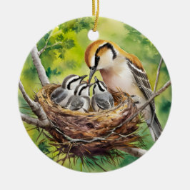 Sweet bird nest painting keramik ornament