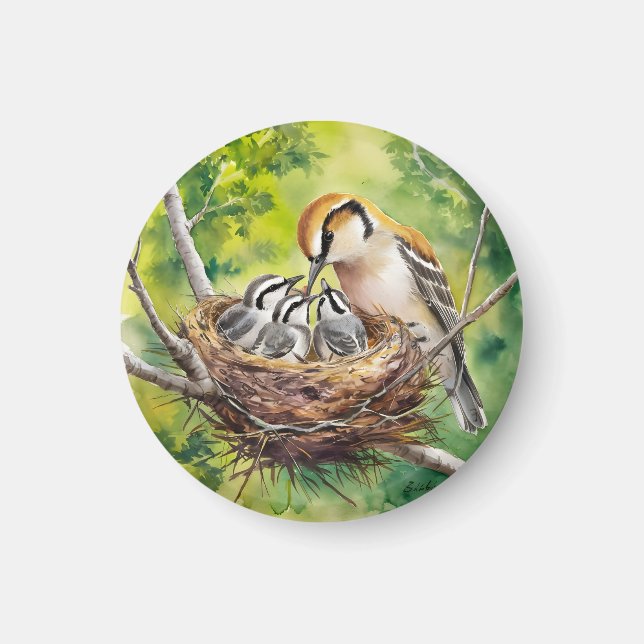 Sweet bird nest painting magnet (Vorne)