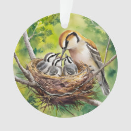 Sweet bird nest painting ornament