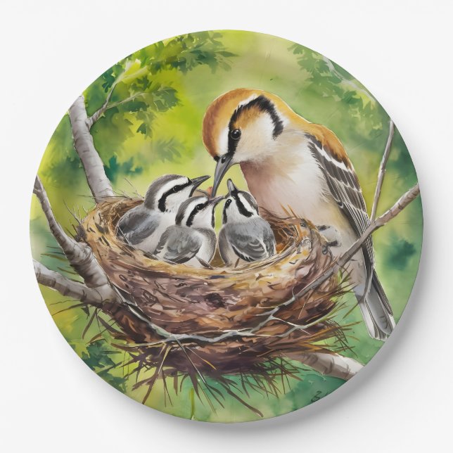 Sweet bird nest painting pappteller (Vorderseite)
