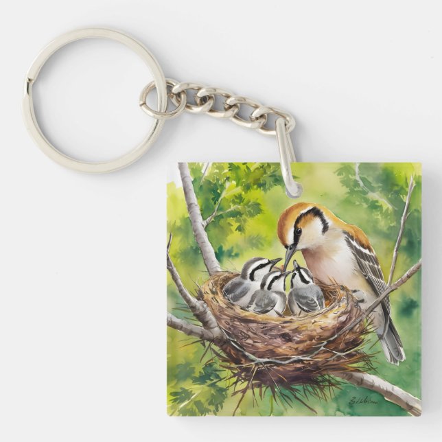 Sweet bird nest painting schlüsselanhänger (Vorderseite)