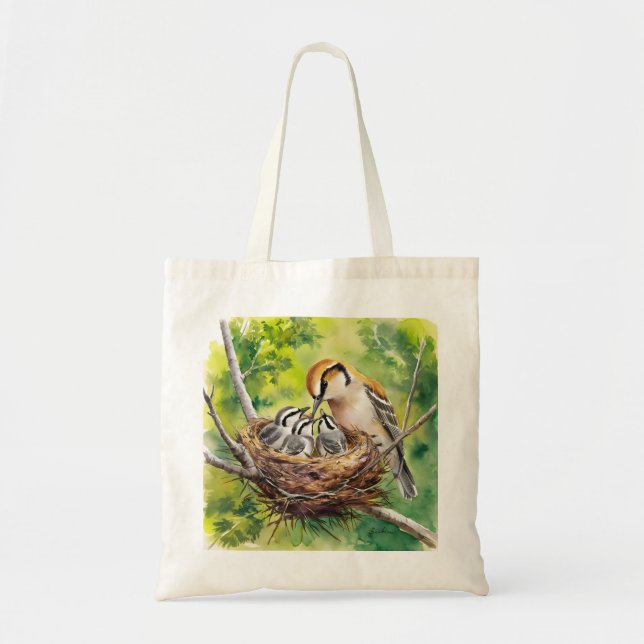 Sweet Bird Nest Painting Tragetasche (Vorne)