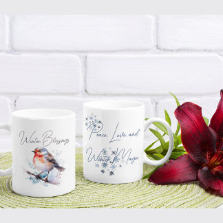 Sweet Bird "Winter Magic" Wasserfarbe Zweifarbige Tasse