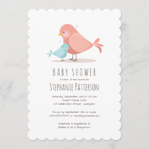 Sweet Birdie Baby Boy Shower Einladung