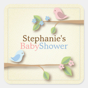 Sweet Birdie Twin Boy Girl Babyaufkleber Quadratischer Aufkleber
