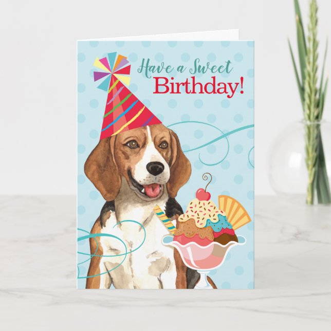 Sweet Birthday Beagle Karte (Vorderseite)