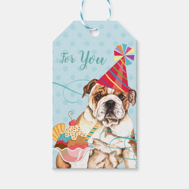 Sweet Birthday Bulldog-Geschenketiketten Geschenkanhänger (Vorderseite)