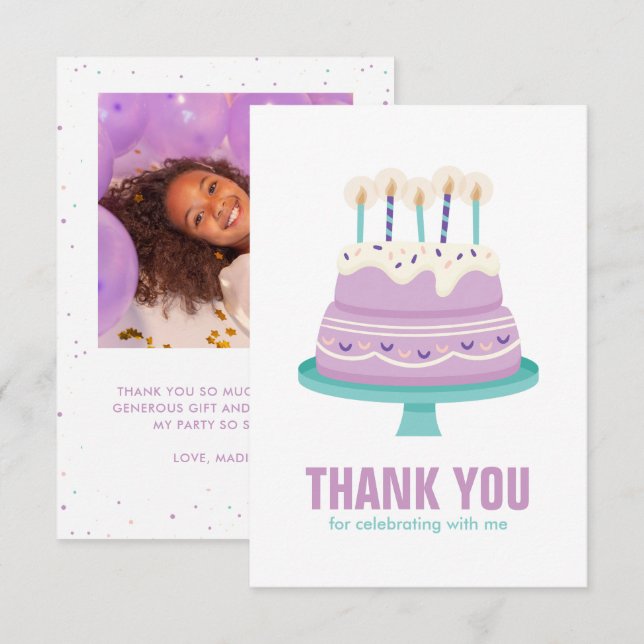 Sweet Birthday Cake Kids Party Dankeskarte (Vorne/Hinten)