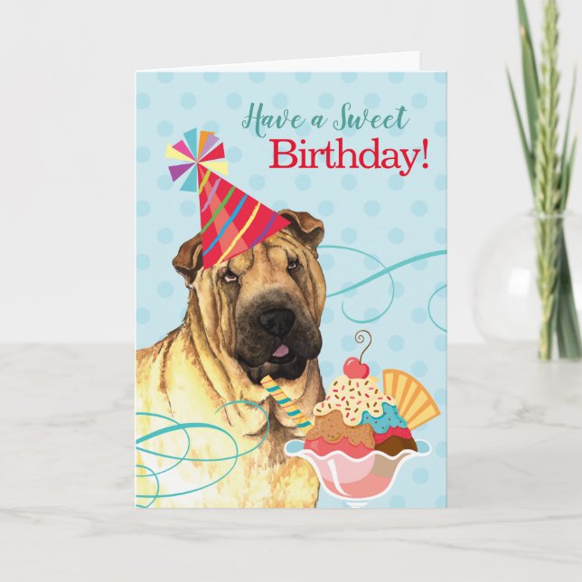 Sweet Birthday Chinese Shar-Pei Karte (Vorderseite)