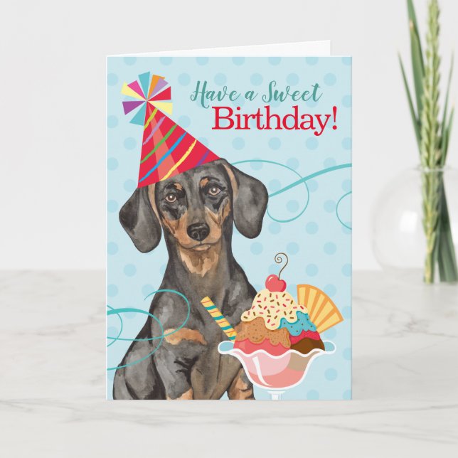 Sweet Birthday Dackel Karte (Vorderseite)