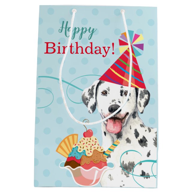 Sweet Birthday Dalmatiner Medium Geschenktasche Mittlere Geschenktüte (Rückseite)