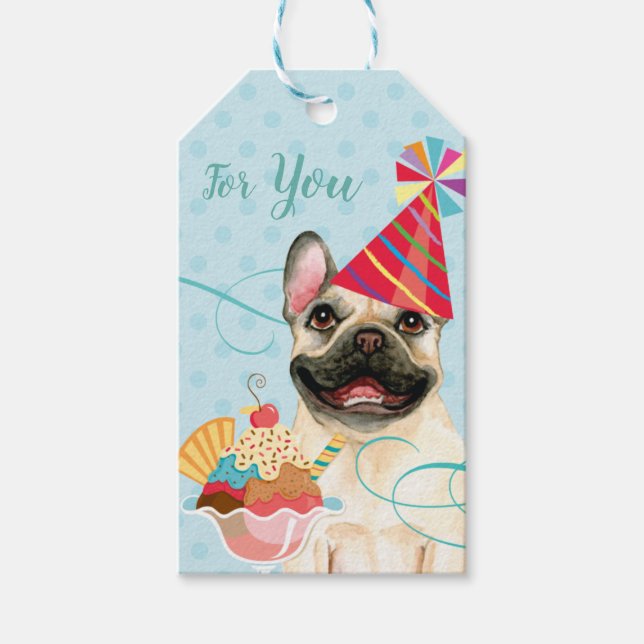 Sweet Birthday French Bulldog Geschenkanhänger (Vorderseite)