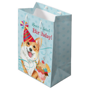 Sweet Birthday Pembroke Welsh Corgi Mittlere Geschenktüte