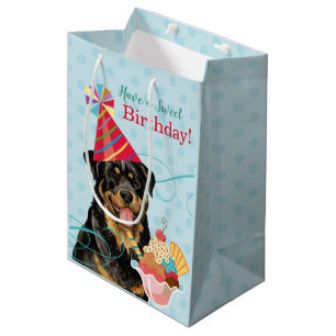 Sweet Birthday Rottweiler Medium Geschenktasche Mittlere Geschenktüte