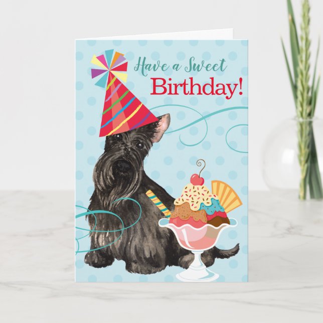Sweet Birthday Scottish Terrier Karte (Vorderseite)