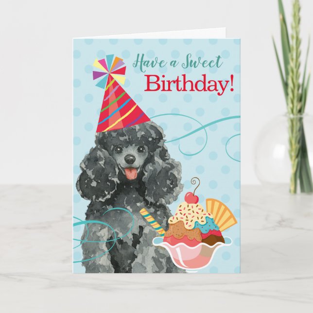 Sweet Birthday Toy Poodle Karte (Vorderseite)