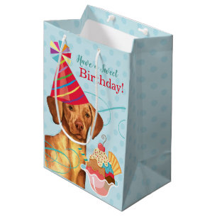 Sweet Birthday Vizsla Mittlere Geschenktasche Geschenktüte