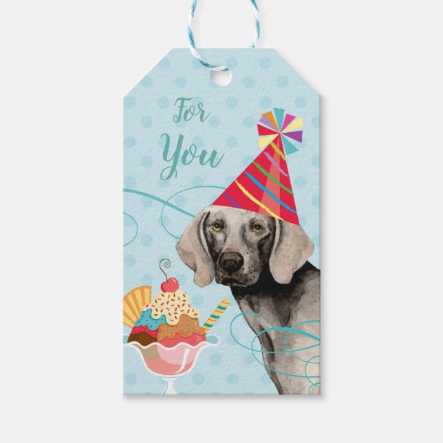 Sweet Birthday Weimaraner Geschenketiketten Geschenkanhänger (Vorderseite)