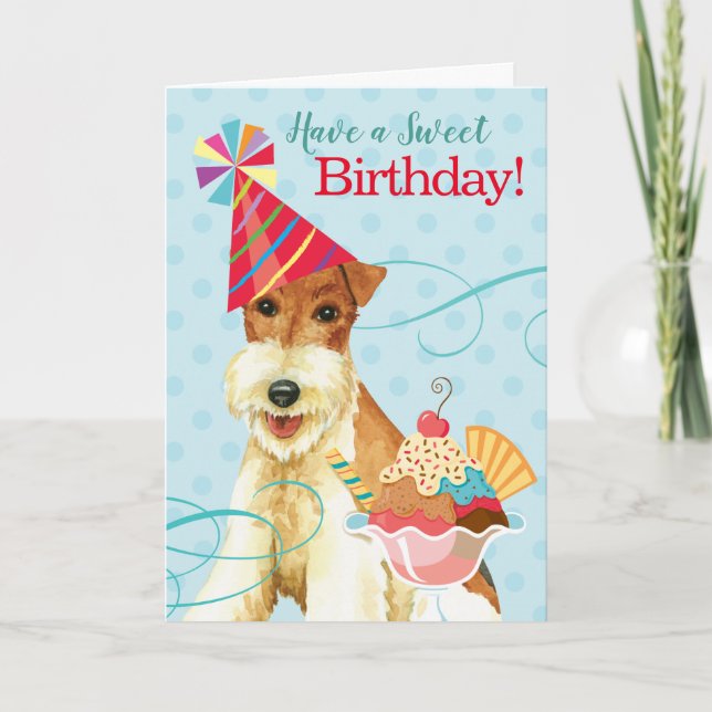Sweet Birthday Wire Fox Terrier Karte (Vorderseite)