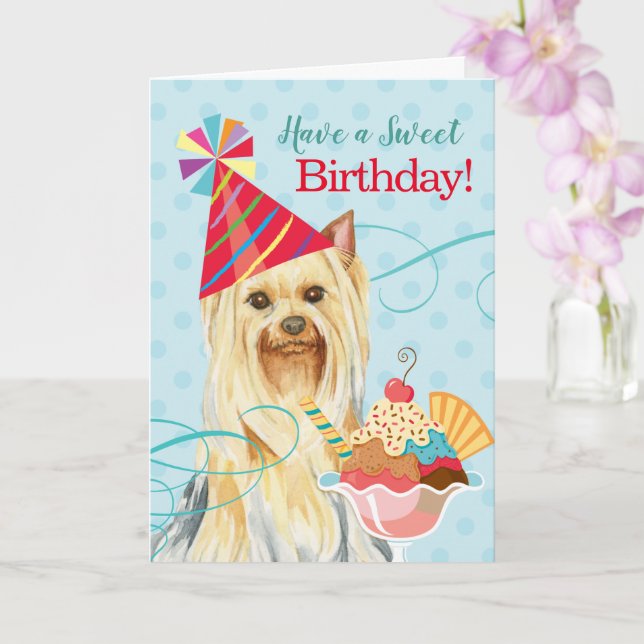 Sweet Birthday Yorkie Karte (Orchidee)